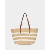JUTE STRIPE HIP BAG W ROPE STRAP & COCONUT - SEAFOAM 1