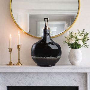 ELMONTGROVE BLACK GLASS VASE 20 (IN) 12