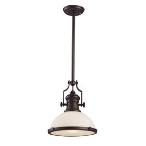 Chadwick 13'' Wide 1-Light Pendant - Oiled Bronze with White 1
