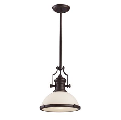Chadwick 13″ Wide 1-Light Pendant - Oiled Bronze with White