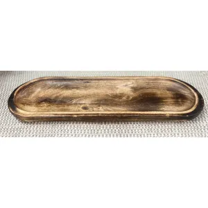 Dark Wood Oval Tray 24x8x1in 4
