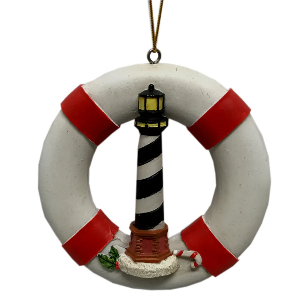 3-1/2" LIGHTHOUSE LIFE RING CHRISTMAS OR