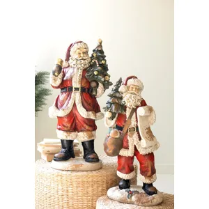 Traditional Faux Concrete Santa with Bell 3
