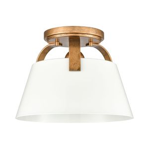 Jepson 9.5'' Wide 1-Light Semi Flush Mount - Matte White with Antique Gold 2