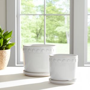 LINTONMORE SET OF 2 WHITE PLANTER 8 (IN) 11