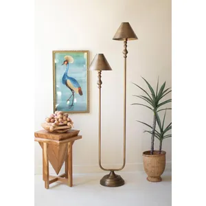 Antique Gold Double Floor Lamp with Metal Shades 1