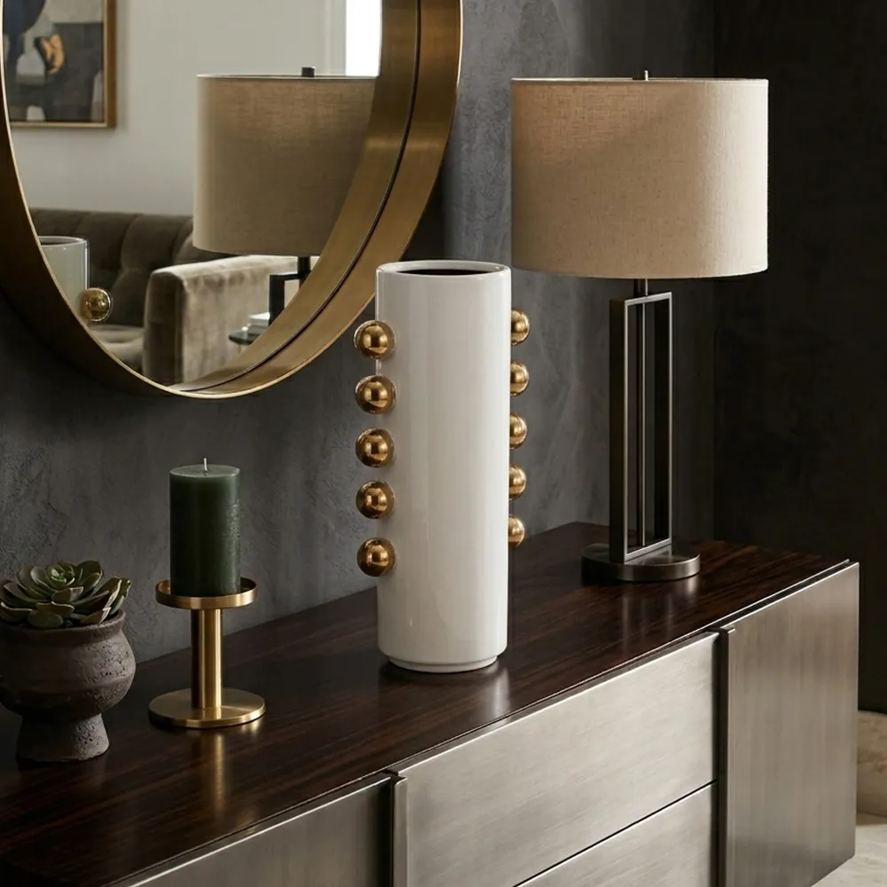 GARSONHAM WHITE VASE 16 (IN)