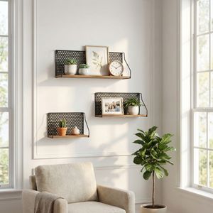 SOLHOLM SET OF 3 BROWN WALL SHELF 9 (IN) 11