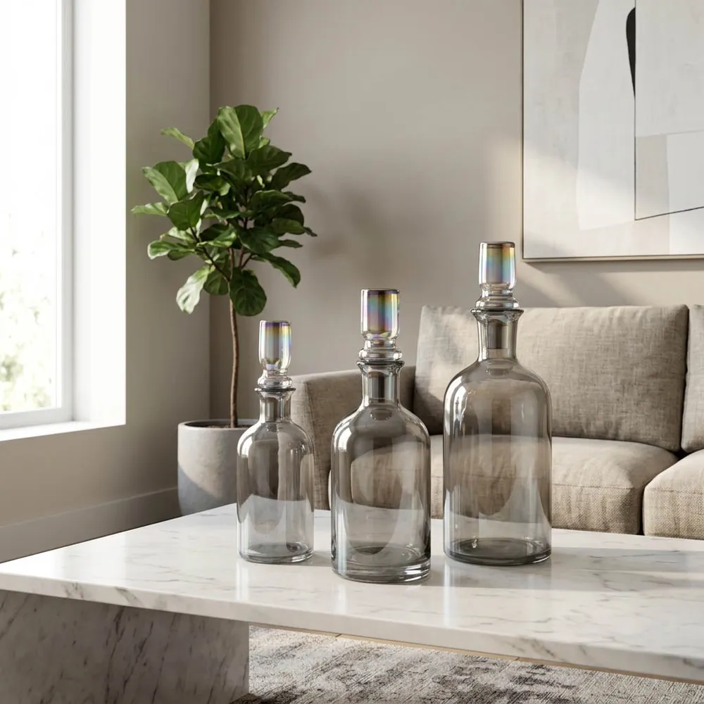 NORTONFIELD SET OF 3 GRAY VASES 16 (IN)