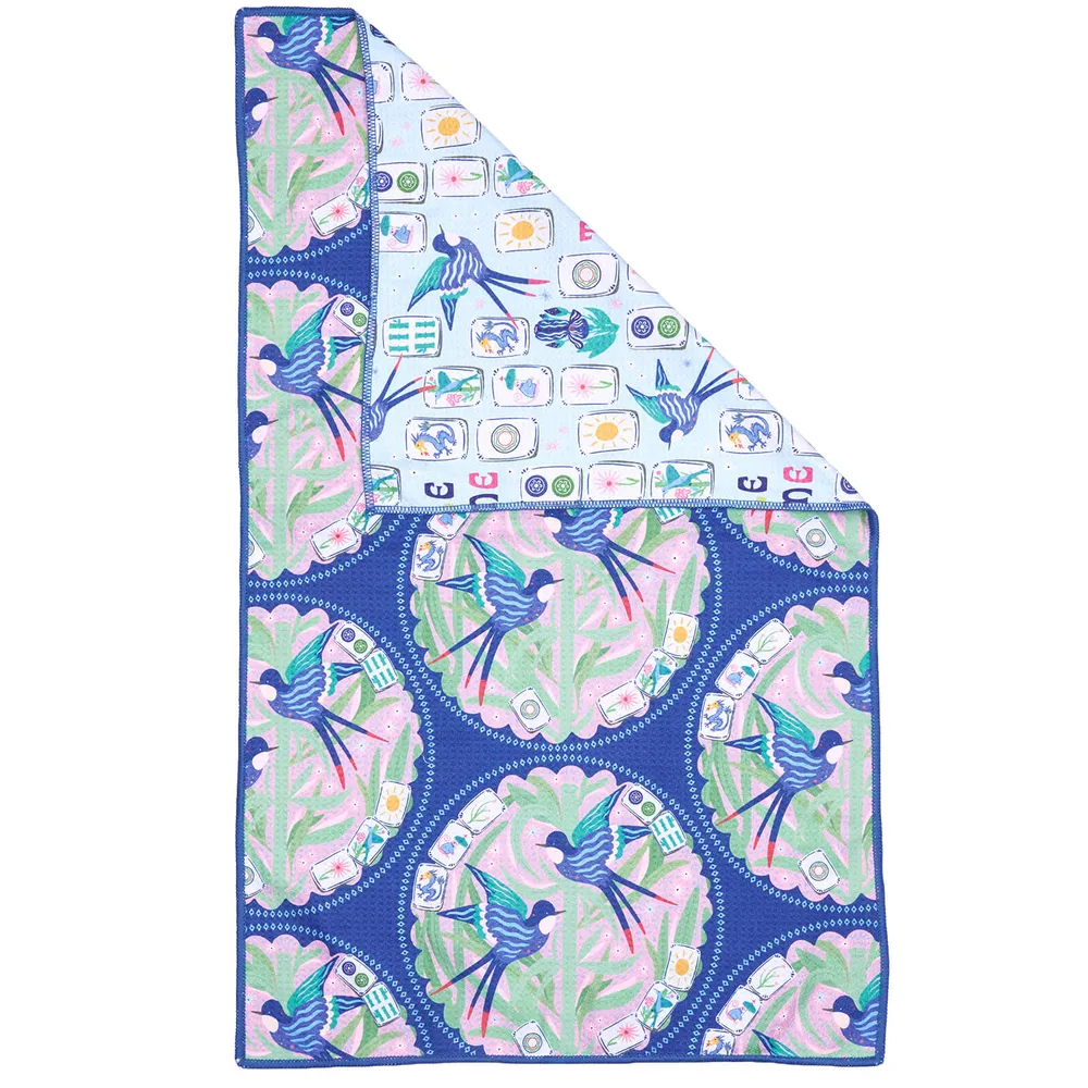 Mahjong Garden Waffle Weave Tea Towel