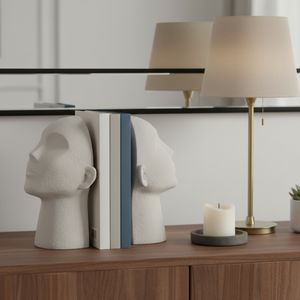 EMORYSHAW SET OF 2 WHITE BOOKENDS 9 (IN) 11