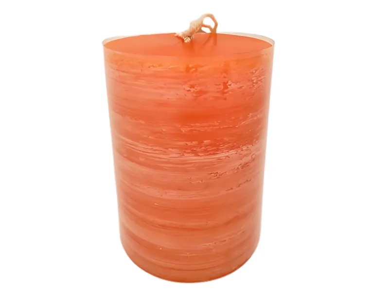 4" Orange Brush Pillar Candle 1