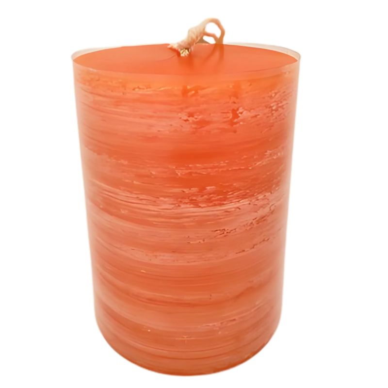 4" Orange Brush Pillar Candle