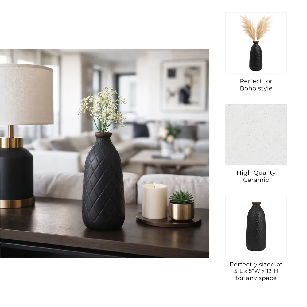 EMMONSFORD BLACK VASE 12 (IN)