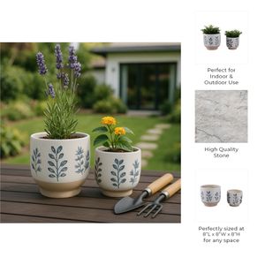 DRYDENBROOK SET OF 2 BLUE PLANTER 8 (IN) 9