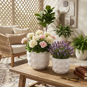 DRAPEROAK SET OF 2 IVORY PLANTER 10 (IN) 10
