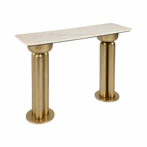 METAL, 42" MARBLE TOP CONSOLE, GOLD/WHITE 3