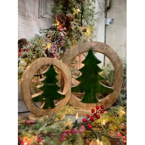 Circular Green Enamel Tree 10x2x12in 2