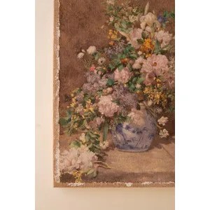 Set of 2 Floral Paintings on Burlap 2