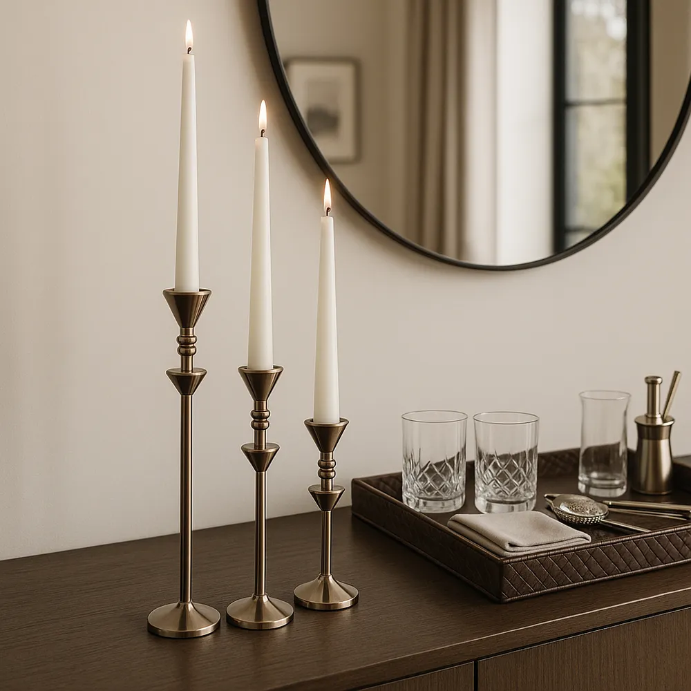 BREWERHAM SET OF 3 BRONZE CANDLESTICK 16 (IN)