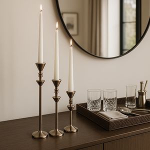BREWERHAM SET OF 3 BRONZE CANDLESTICK 16 (IN) 2