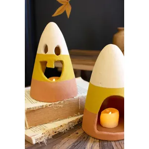 Set of 2 Clay Candy Corn Lanterns 4