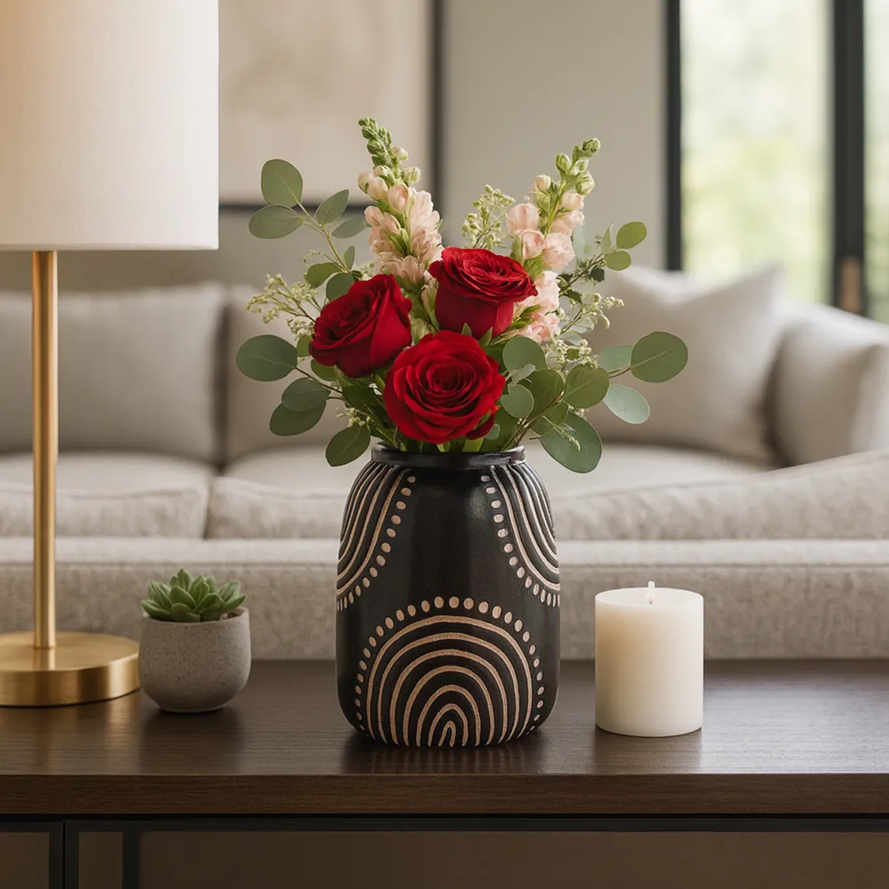 NORAMILL BLACK VASE 9 (IN)