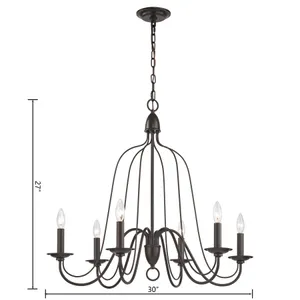 Monroe 30'' Wide 6-Light Chandelier - Oil Rubbed Bronze 2
