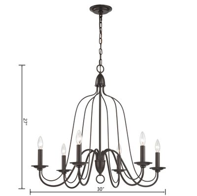 Monroe 30″ Wide 6-Light Chandelier - Oil Rubbed Bronze