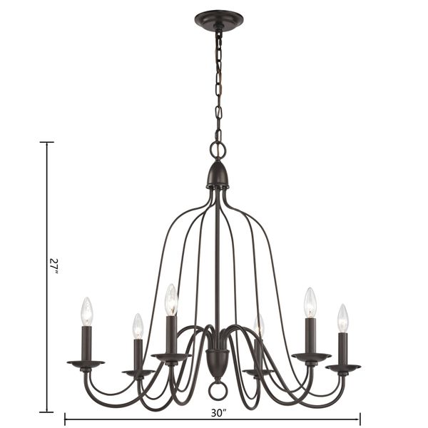 Monroe 30'' Wide 6-Light Chandelier - Oil Rubbed Bronze