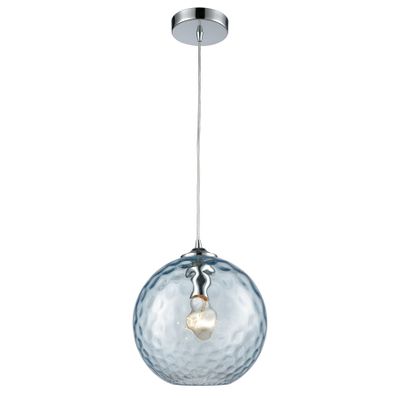 Watersphere 10″ Wide 1-Light Mini Pendant - Polished Chrome with Aqua