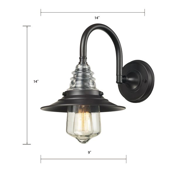 Insulator Glass 14'' High 1-Light Sconce - Oiled Bronze