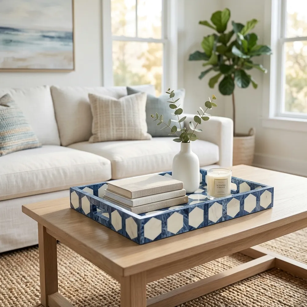 RHEAFORD SET OF 3 BLUE TRAY 2 (IN)