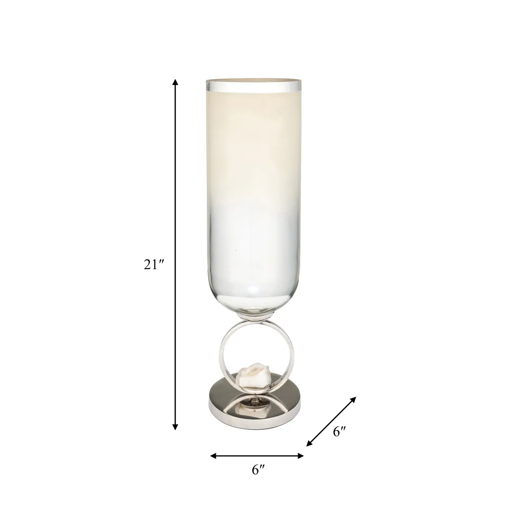 ROCKWIND WHITE GLASS VASE 21 (IN)