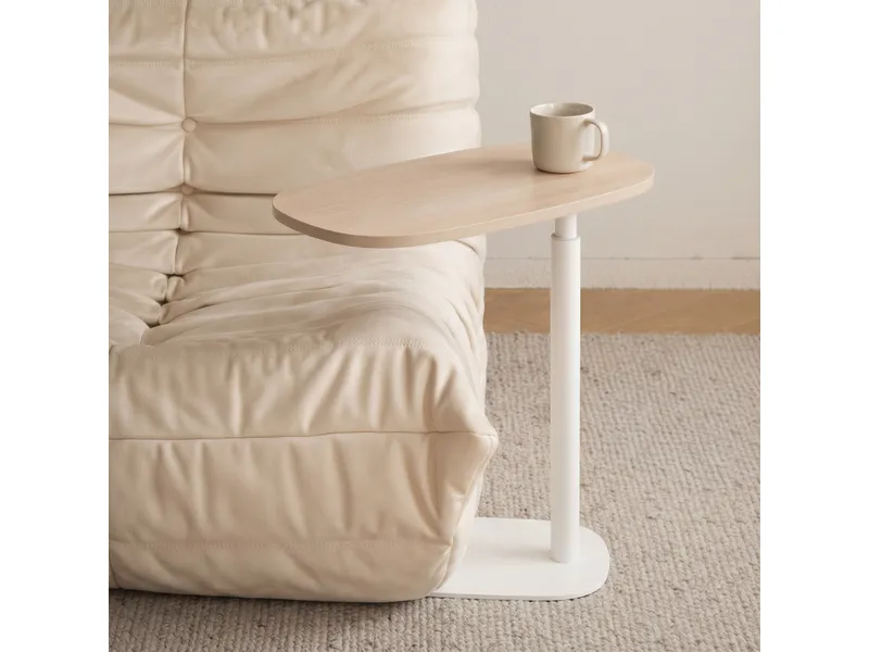 Buddy Adjustable Rotating Side Table Natural & White 10
