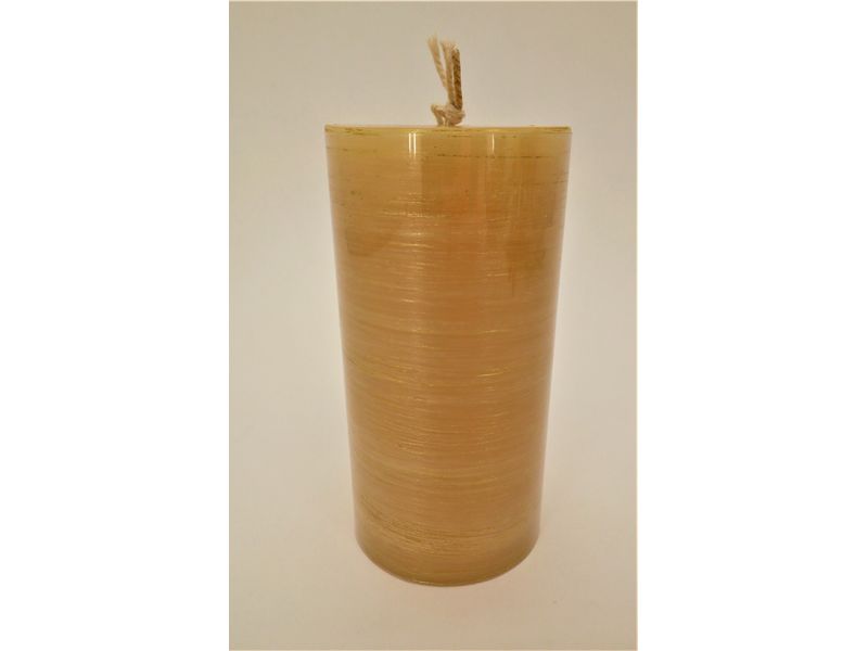 6" Brushed Pillar Candle, Ivory & Gold 1