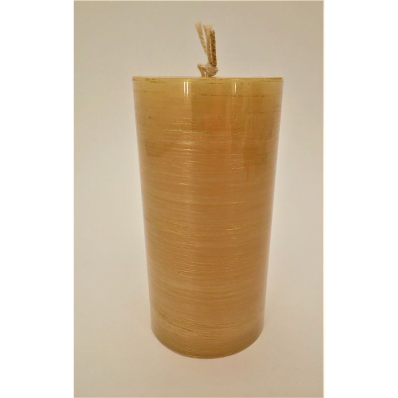 6" Brushed Pillar Candle, Ivory & Gold
