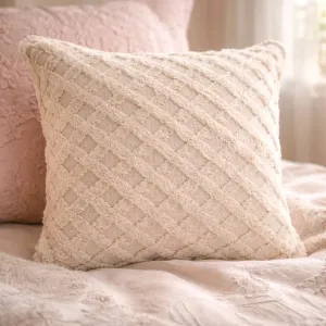 Beige Square Waffle Pillow 15.5x15.5x1in 1