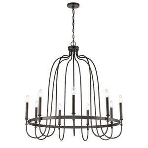 Wickshire 34'' Wide 9-Light Chandelier - Matte Black 1