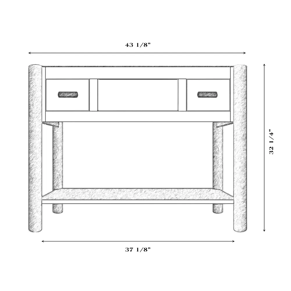 Cedar Freestanding Open Vanity with Shelf and Two Drawers - without Top - Coffee