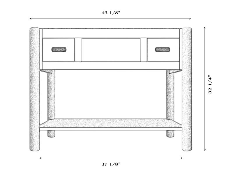 Cedar Freestanding Open Vanity with Shelf and Two Drawers - without Top - with Towel Bar - Coffee 2