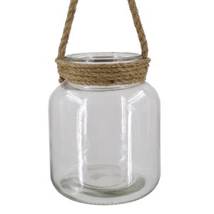 6-1/2" GLASS JUG W/ROPE HANDLE 1