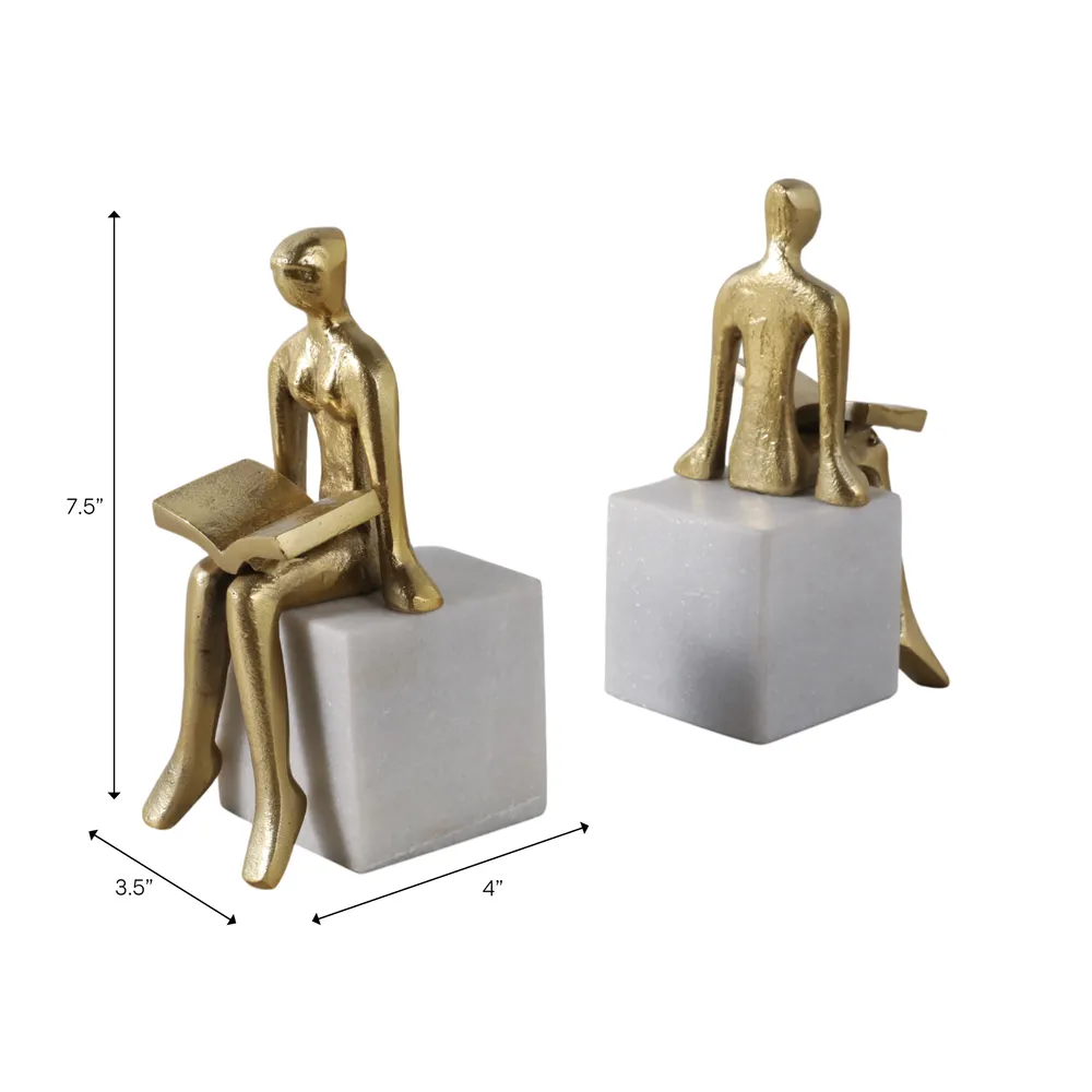 PAXTONLAKE SET OF 2 WHITE BOOKENDS 8 (IN)