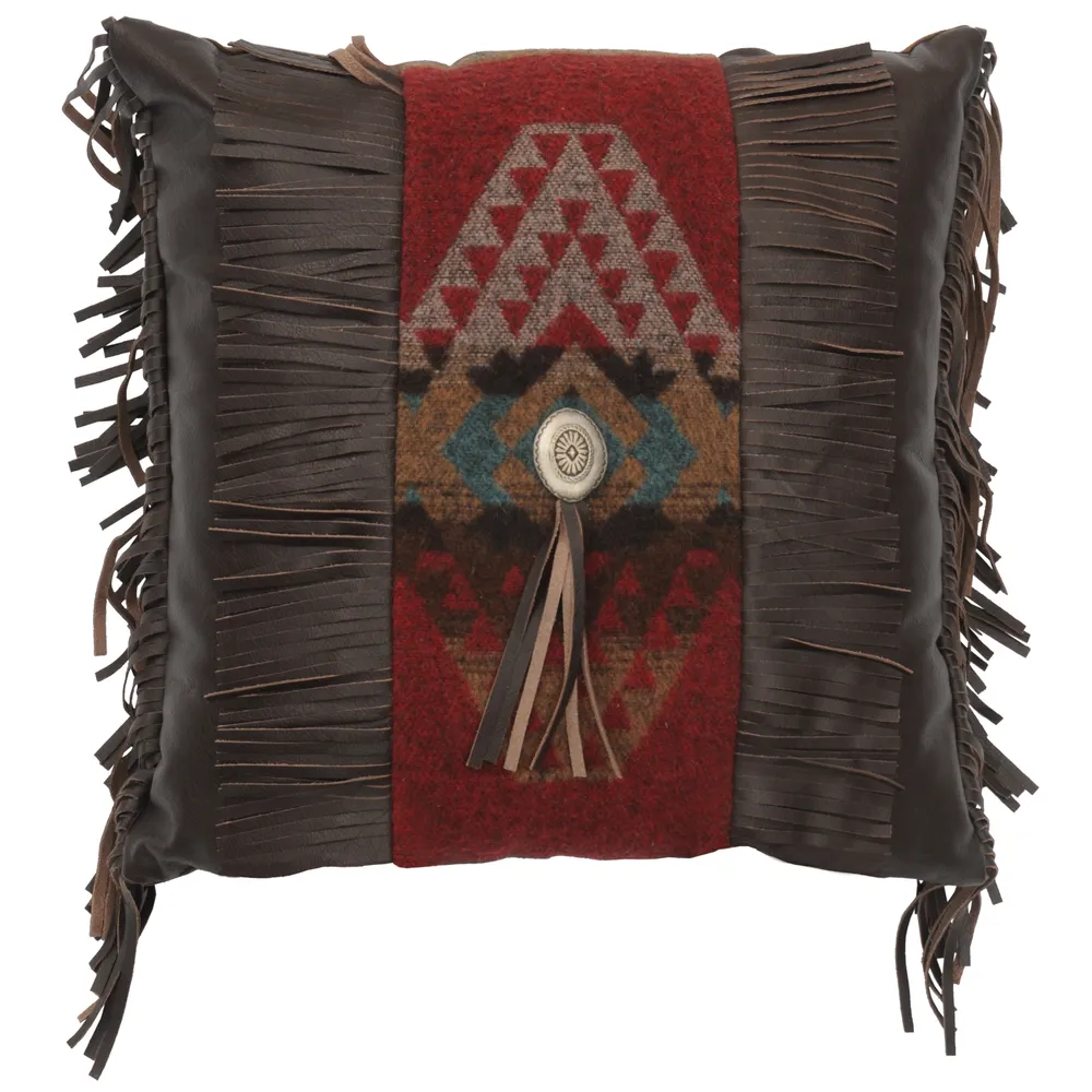 Yellowstone III Leather Decorative Pillow (18x18) - Fabric Back