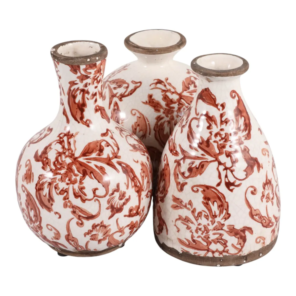 DAMIENLEY SET OF 3 BROWN VASES 6 (IN)