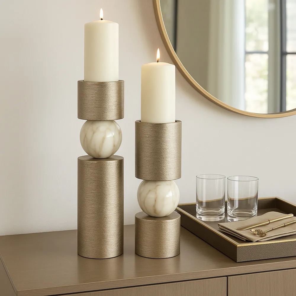 HALDENMILL SET OF 2 GOLD CANDLE HOLDER 18 (IN)