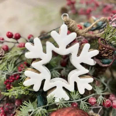 Hollow White Enamel Snowflake 4x4in