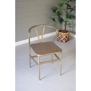 Antique Brass Finish Metal Wishbone Chair 1