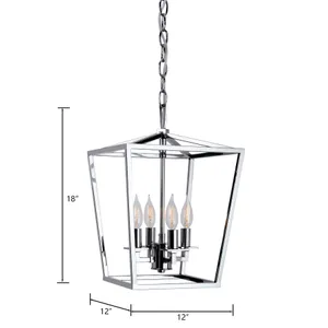 Cage 12'' Wide 4-Light Pendant - Polished Nickel 2