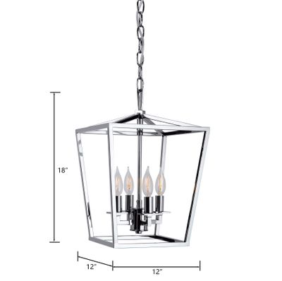 Cage 12″ Wide 4-Light Pendant - Polished Nickel